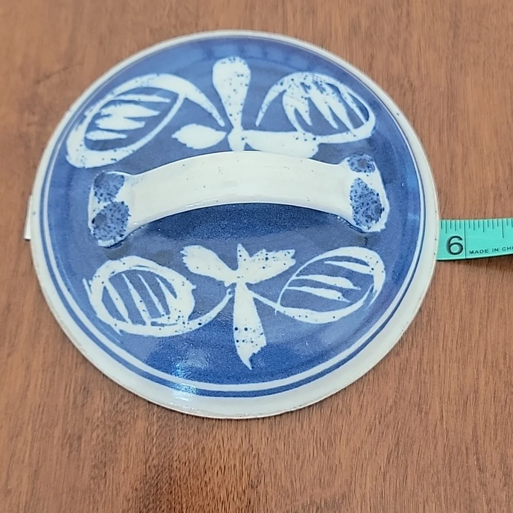 Pottery Blue White Salsa Dish with Lid